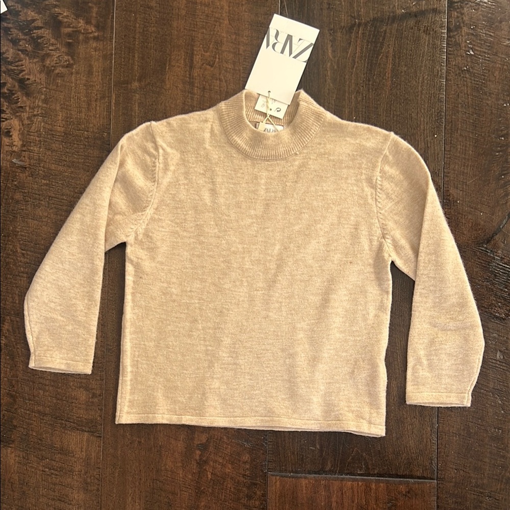 Zara Tan Sweater with Long Sleeves and Relaxed Fit
